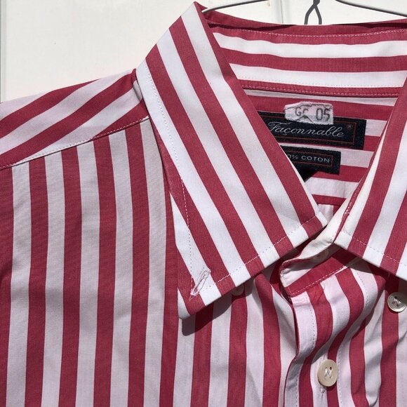 Faconnable Men's Striped Button Down Front Shirt P - Picture 5 of 10
